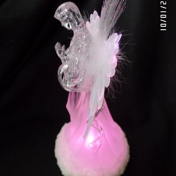 Color Changing Praying Angel Lucite/Acrylic 12" Fiber Optic Excellent - Picture 4 of 10
